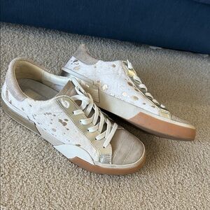 DV by Dolce Vita Zina Women's Sneakers in Cream and Tan calf hair